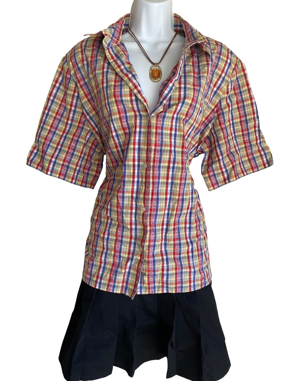 Vintage Allison Daley Plus 18 Plaid Button Up Blouse Multicolor Casual Office